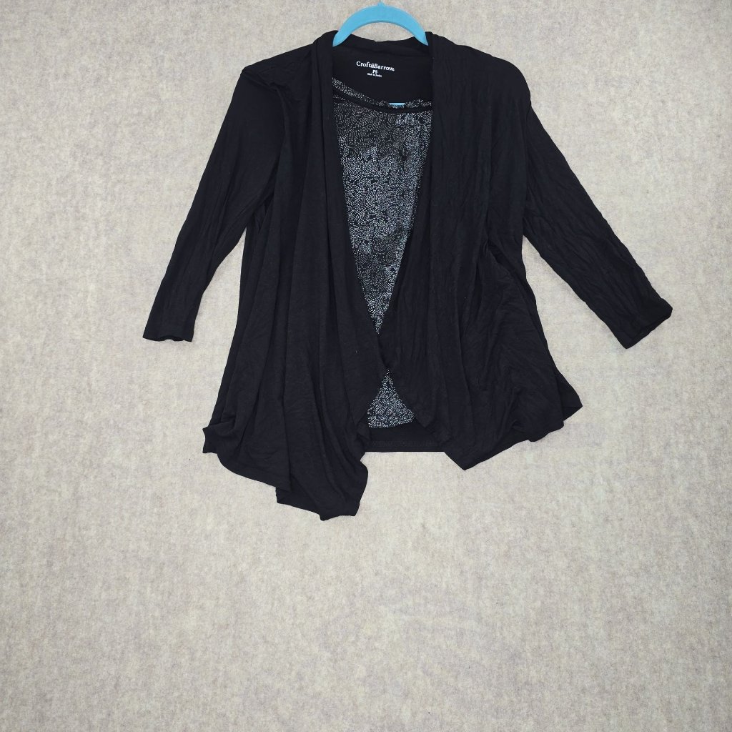 Croft & Barrow Petite Black Open-Front Cardigan Ps
